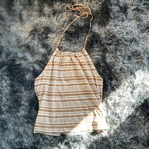 American Eagle Tan and White Halter Tank Top